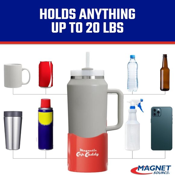 Magnetic Cup Holder - Caddy for Bottles, Glasses, and Cans - Fits on Fridge, Law - Picture 4 of 6